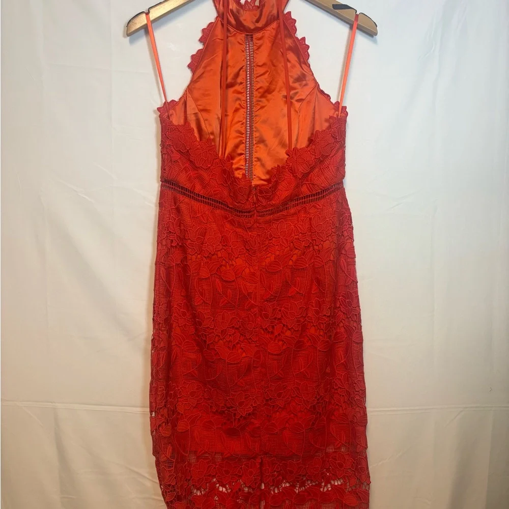 Bardot Vibrant Orange Lace Midi Dress - Picture 3 of 6